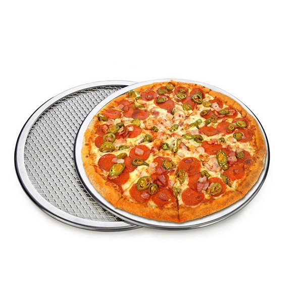 Bandeja Pizza Horno Redonda Antiadherente y Perforada 33 cm Negro